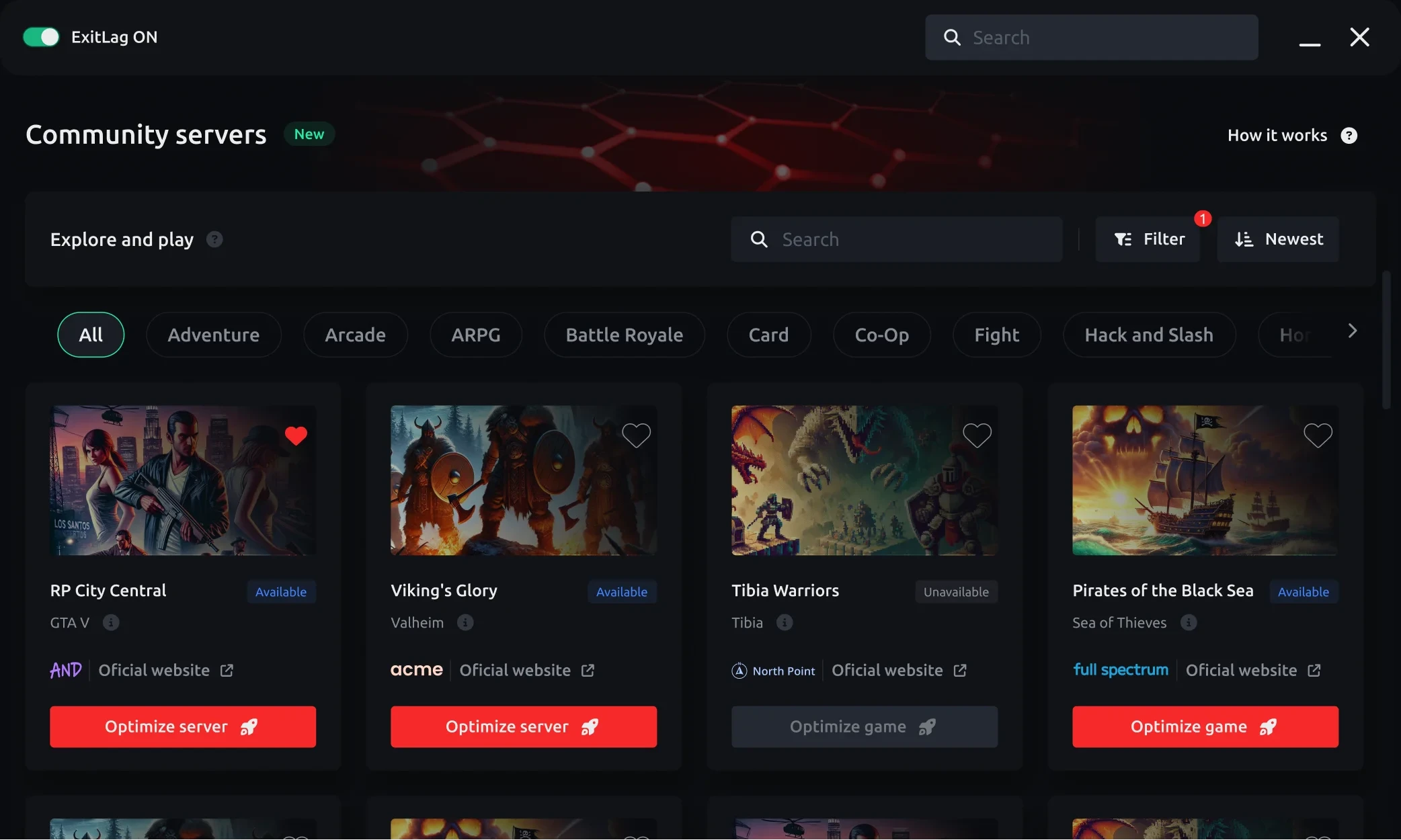 Illustrative image of the ExitLag desktop application