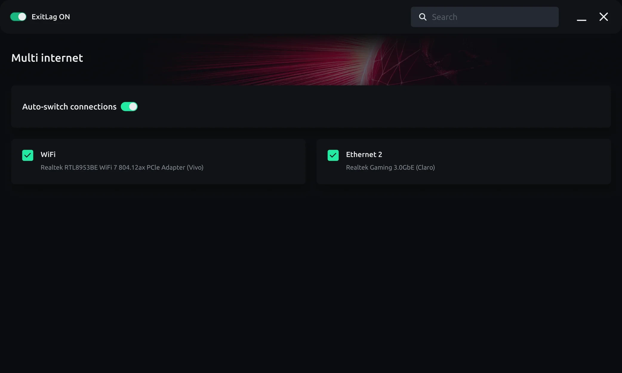 Illustrative image of the ExitLag desktop application