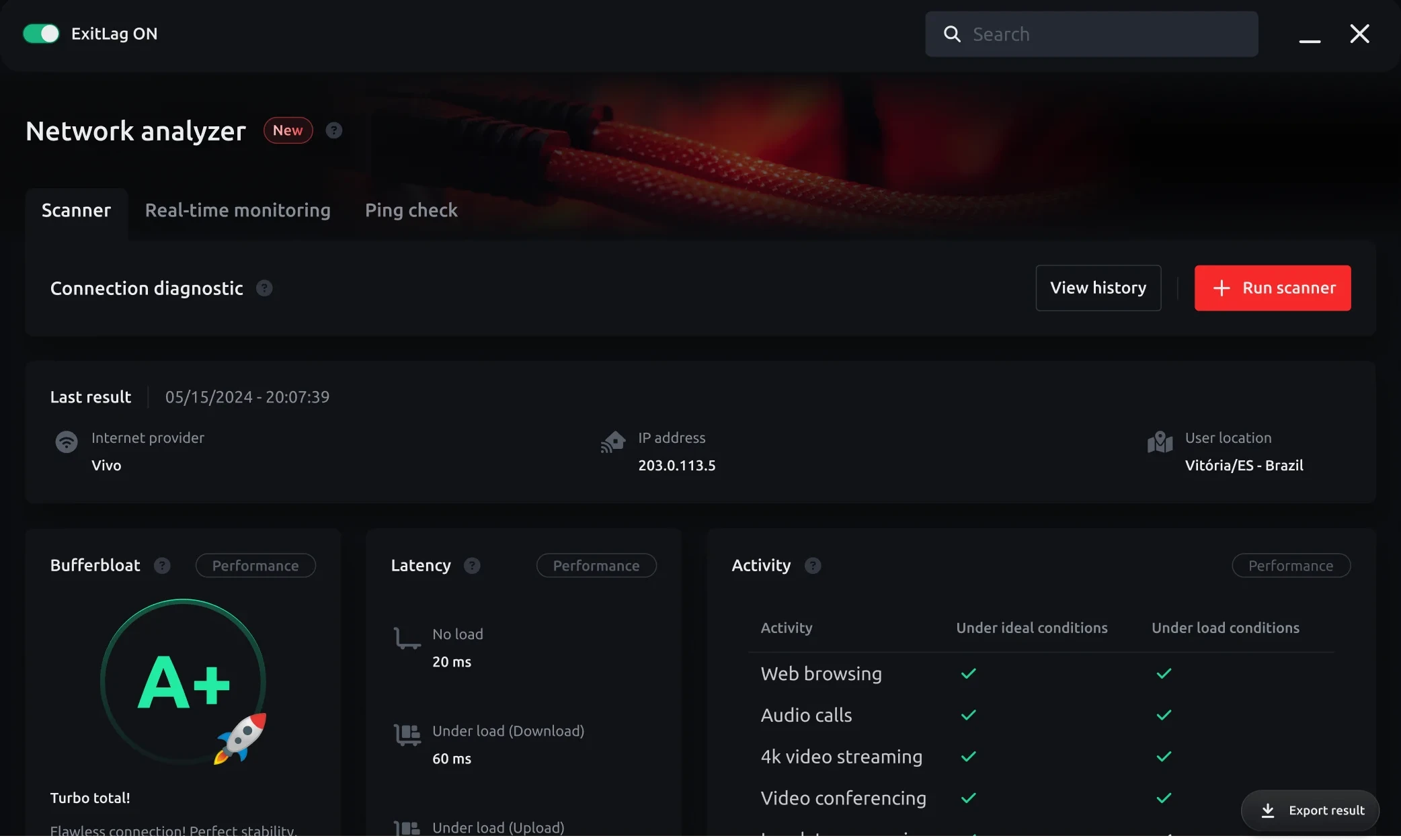 Illustrative image of the ExitLag desktop application