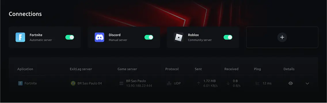 ExitLag Client Interface